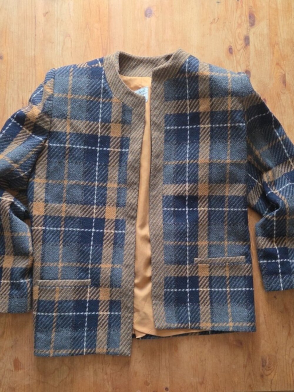 Vintage 80s Sevil Plaid Open Front Blazer Medium M Made In Canada Dark Academia